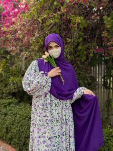 Lavender Noor Abaya | Elegant Floral Modest Collection