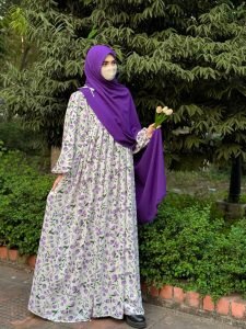 Lavender Noor Abaya | Elegant Floral Modest Collection