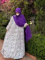 Lavender Noor Abaya | Elegant Floral Modest Collection - Image 3