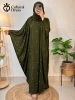 Kaftan Abaya | Stone Work on Dubai Cherry Fabric