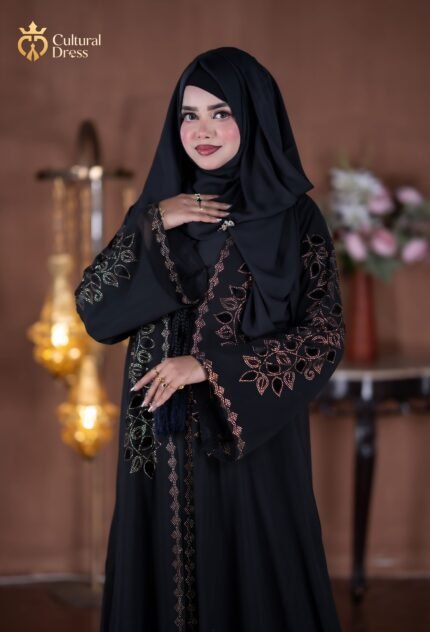 Black Stone Work Borka - Cultural Dress Black Beauty Koti Borka Set